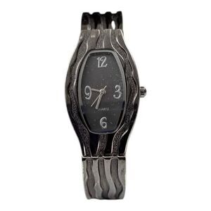 Black Swirl Cuff Style Bangle Watch 6.5"